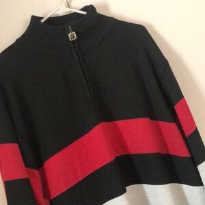 Men’s Christmas Red ape big & tall striped half zip sweater